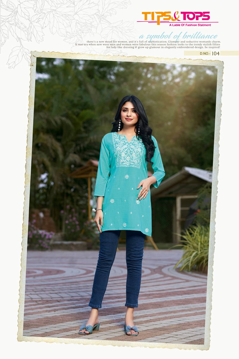 Colors Vol 04 Tips And Tops Embroidery Rayon Short Kurtis Wholesale Price In Surat